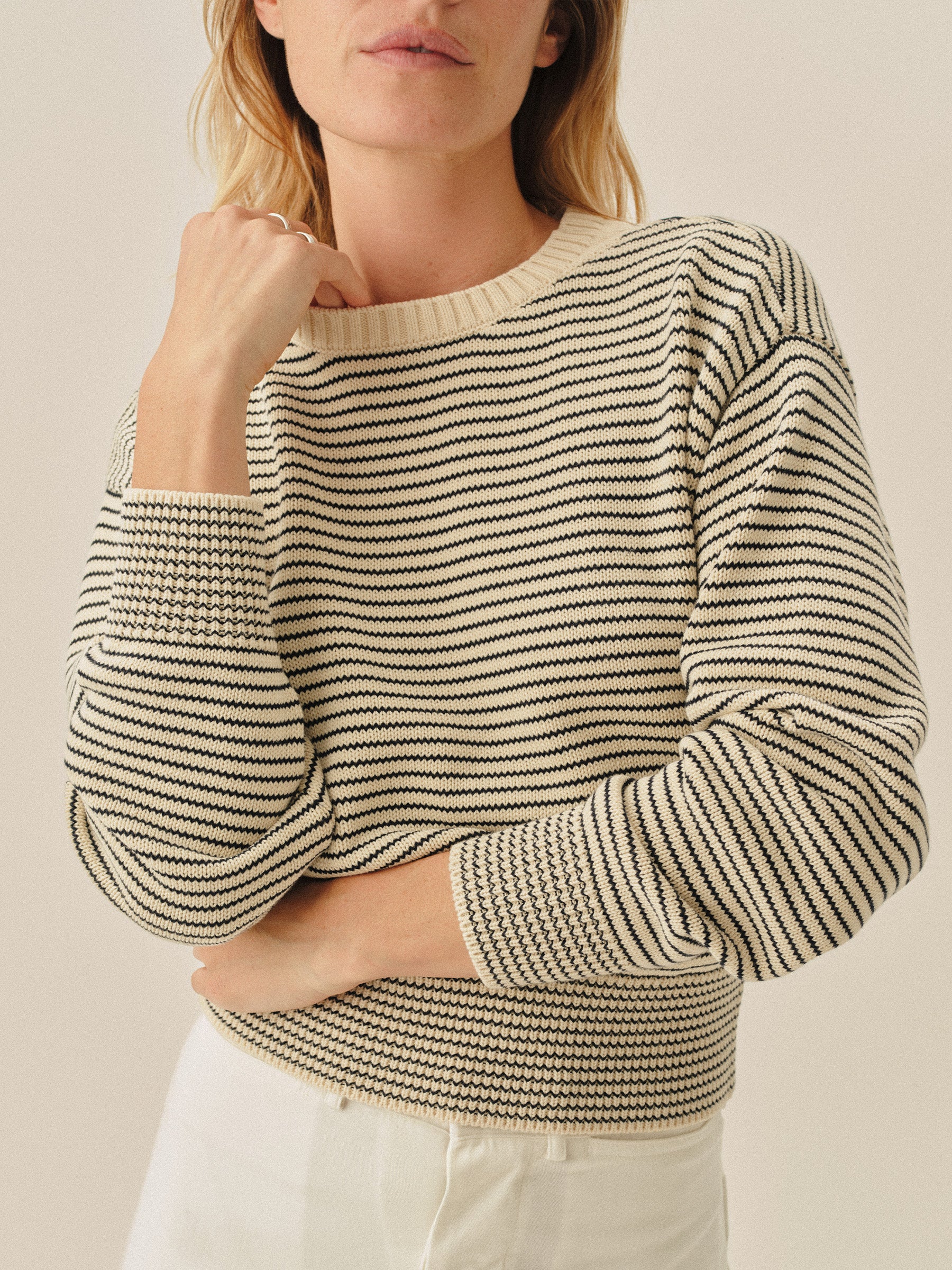 navy / natural stripe